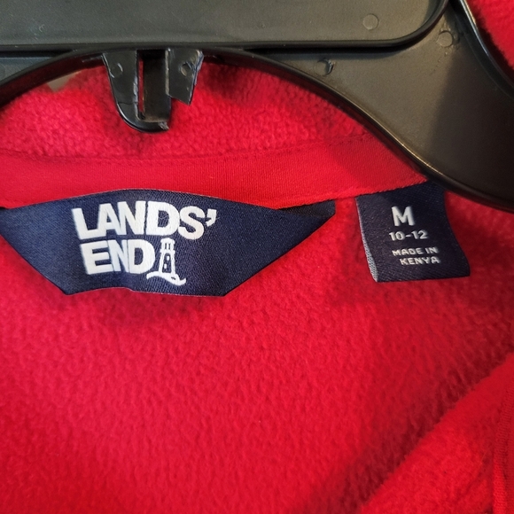 Lands End Red Half-Zip Fleece Pullover Sweater - Picture 3 of 5